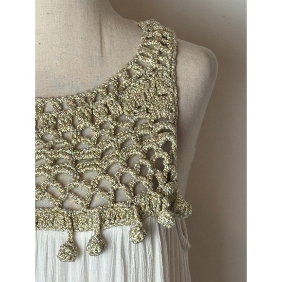 Lilly Pulitzer Dress Women Small White Gold Crochet Rachelle Mini Preppy Coastal - Picture 7 of 11